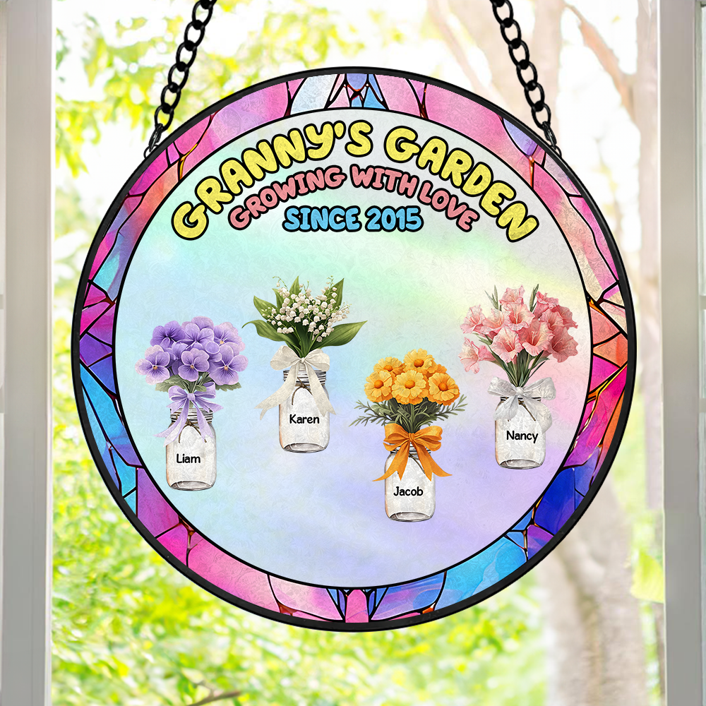 Birth Month Flower Window Hanging Stained Glass Ornament - Personalized Gift For Grandma 01KAPU260325 - Image 4