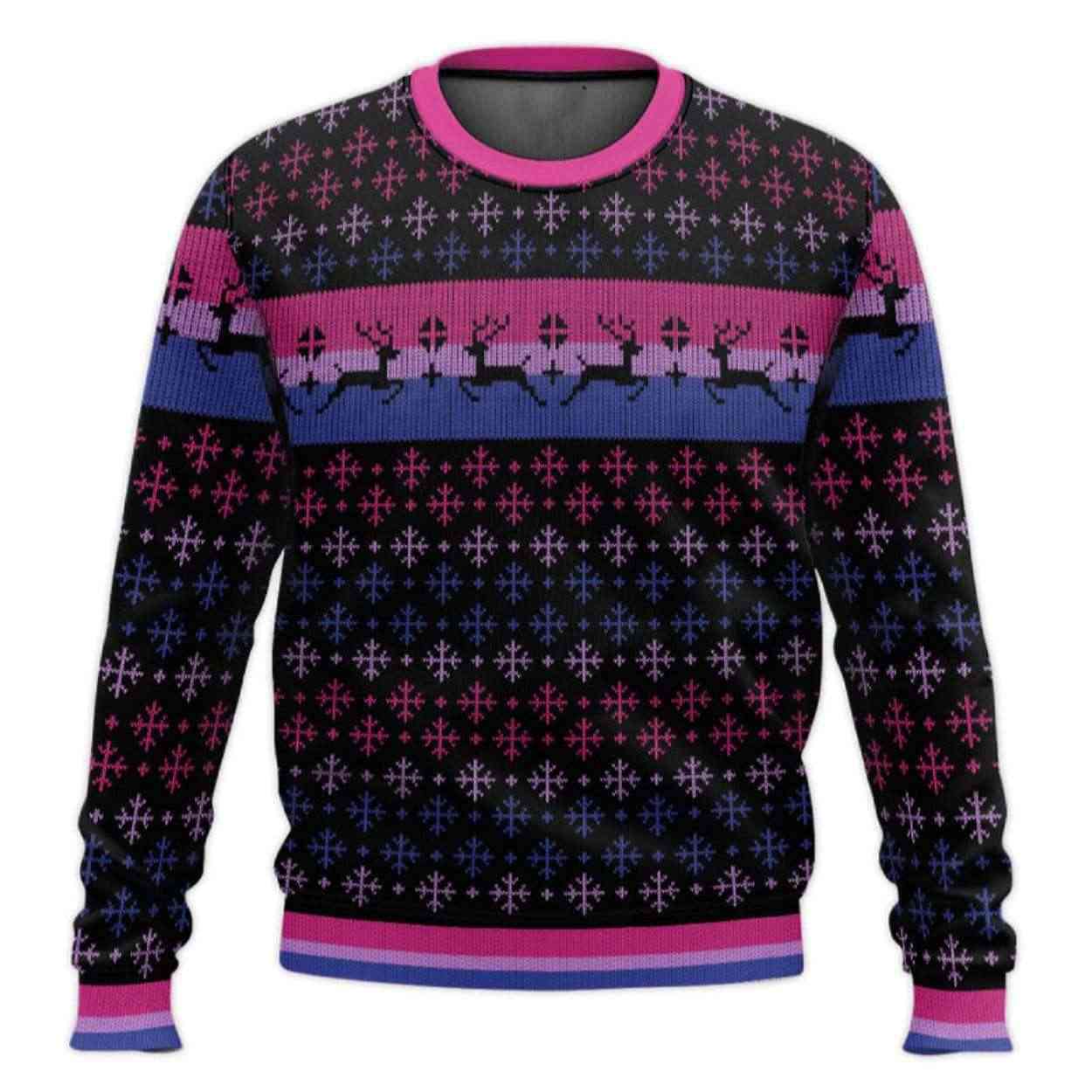 Bisexual Pride Flag LGBT Support Ugly Christmas Sweater