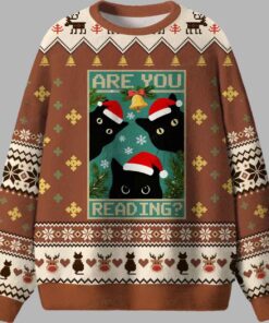 Alternative view of Black Cat Are You Reading Ugly Christmas Sweater