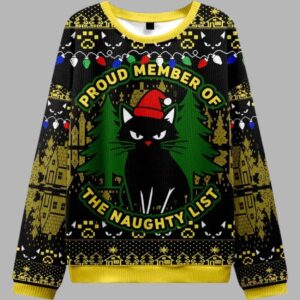 Alternative view of Black Cat Gaze Christmas Ugly Sweater - gullprint.com