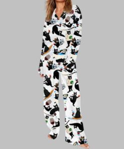 Alternative view of Black Cat Liquor Art Pajama Set
