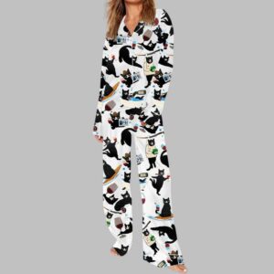 Alternative view of Black Cat Liquor Art Pajama Set