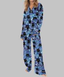 Alternative view of Black Cats Silky Satin Pajama Set