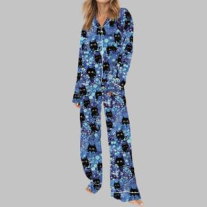 Alternative view of Black Cats Silky Satin Pajama Set