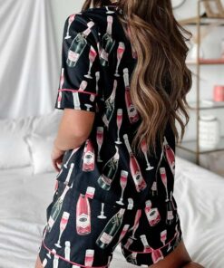 Alternative view of Black Champagne Short Sleeve Pajama Set