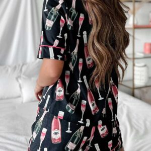 Alternative view of Black Champagne Short Sleeve Pajama Set
