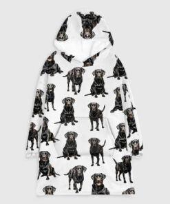 Black Labrador Flannel Blanket Hoodie