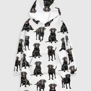 Black Labrador Flannel Blanket Hoodie