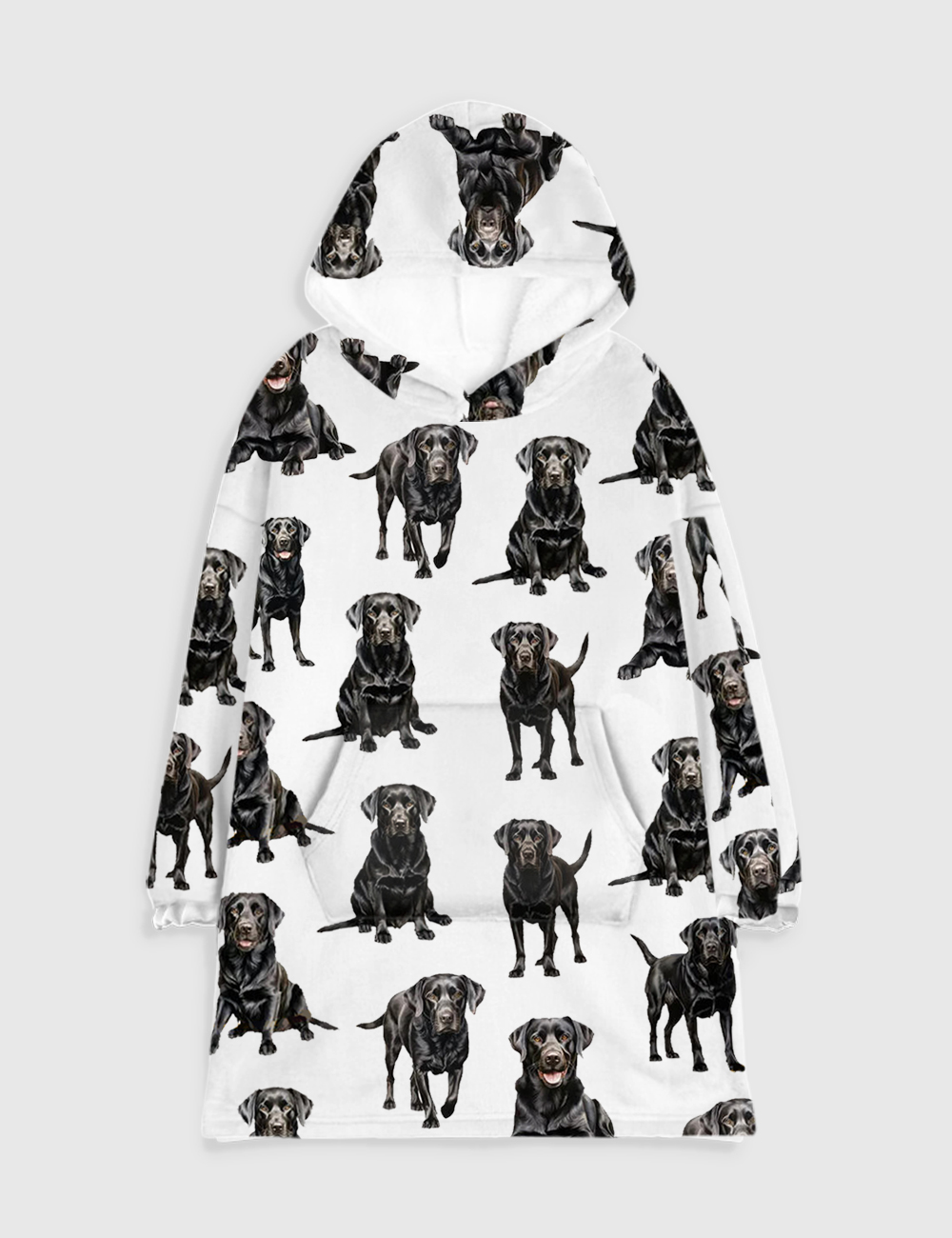 Black Labrador Flannel Blanket Hoodie