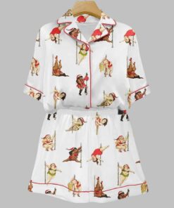 Alternative view of Black Pole Dance Christmas Art Print Pajama Set