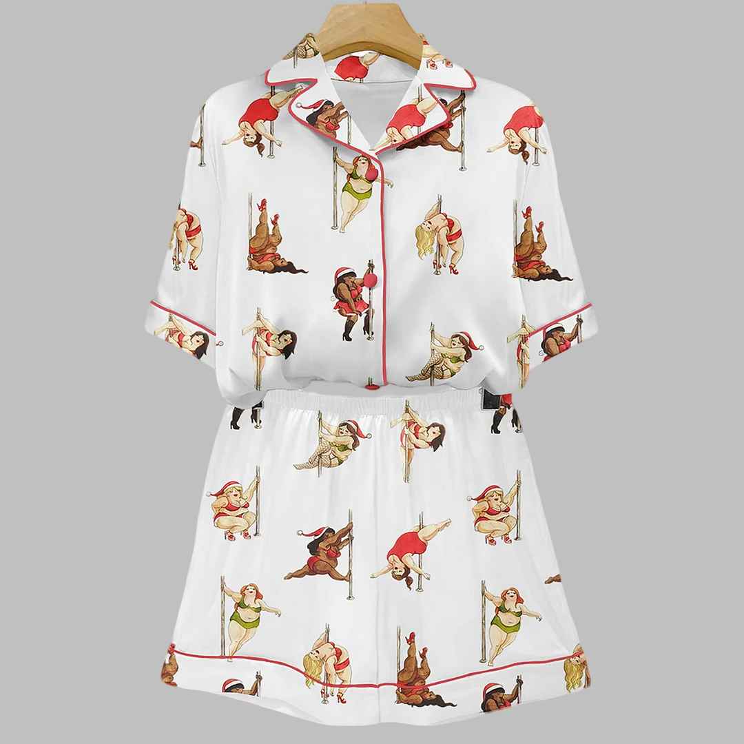 Black Pole Dance Christmas Art Print Pajama Set