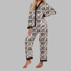 Black Tiger Head Long Sleeve Pajama Set