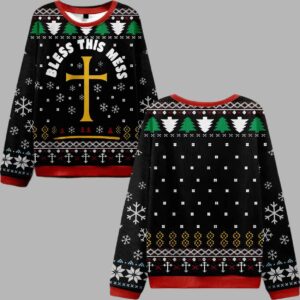 Alternative view of Bless This Mess Ugly Christmas Sweater - gullprint.com