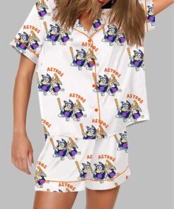 Blue Dog Astros Baseball Print Pajama Set