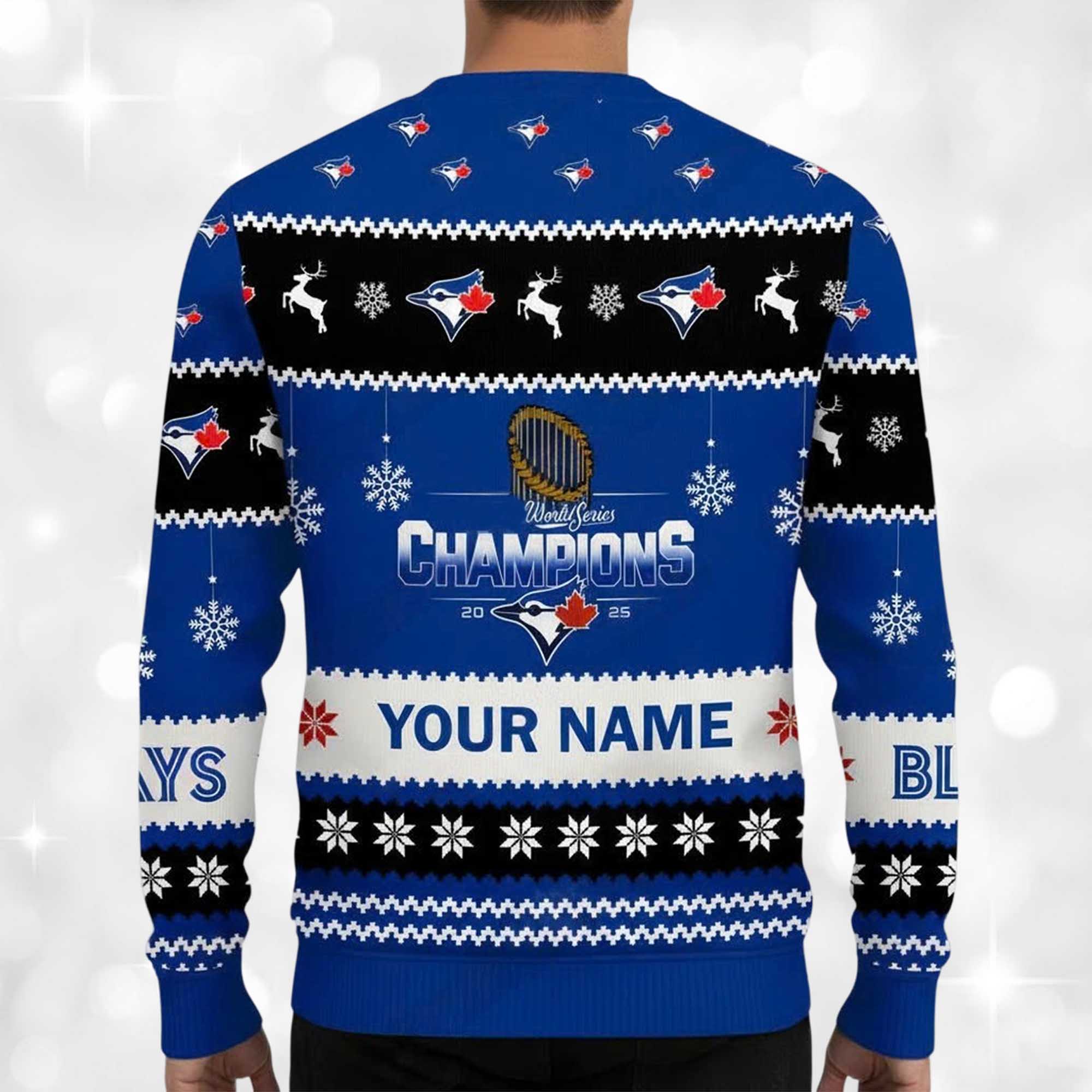Alternative view of Blue Jays World Series 2025 Champions Christmas Ugly Sweater