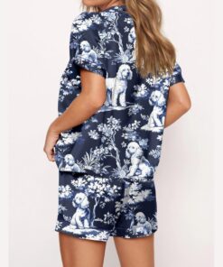 Alternative view of Blue Poodle Dog Silky Satin Pajama Set