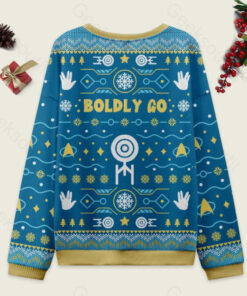 Alternative view of Boldly into Blue Ugly Christmas Fuzzy Fleece Sweatshirt