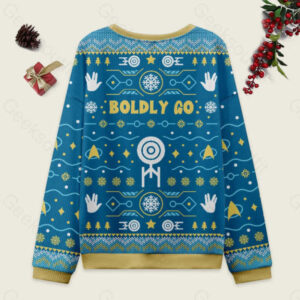 Alternative view of Boldly into Blue Ugly Christmas Fuzzy Fleece Sweatshirt