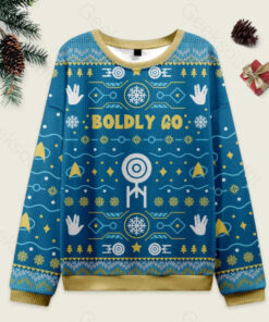 Boldly into Blue Ugly Christmas Fuzzy Fleece Sweatshirt