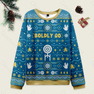 Boldly into Blue Ugly Christmas Fuzzy Fleece Sweatshirt