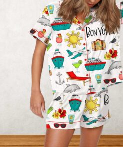 Bon Voyage Cruise Satin Pajama Set For Women