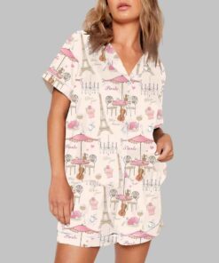 Alternative view of Bonjour Paris Eiffel Tower Travel To France Sister Party Coffee Pajama Set