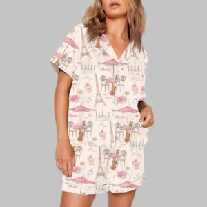 Alternative view of Bonjour Paris Eiffel Tower Travel To France Sister Party Coffee Pajama Set