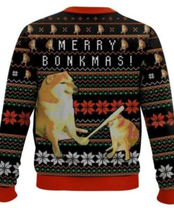 Alternative view of Bonkmas Cheems Doge Meme Ugly Christmas Sweater