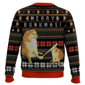 Alternative view of Bonkmas Cheems Doge Meme Ugly Christmas Sweater