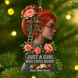 Alternative view of Book Girl Ornament - Personalized Gifts For Book Lovers 05huti170925