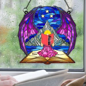 Book Girl Suncatcher Ornament Personalized Gifts for Book Lovers 03NALU250625