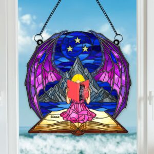 Alternative view of Book Girl Suncatcher Ornament Personalized Gifts for Book Lovers 03NALU250625