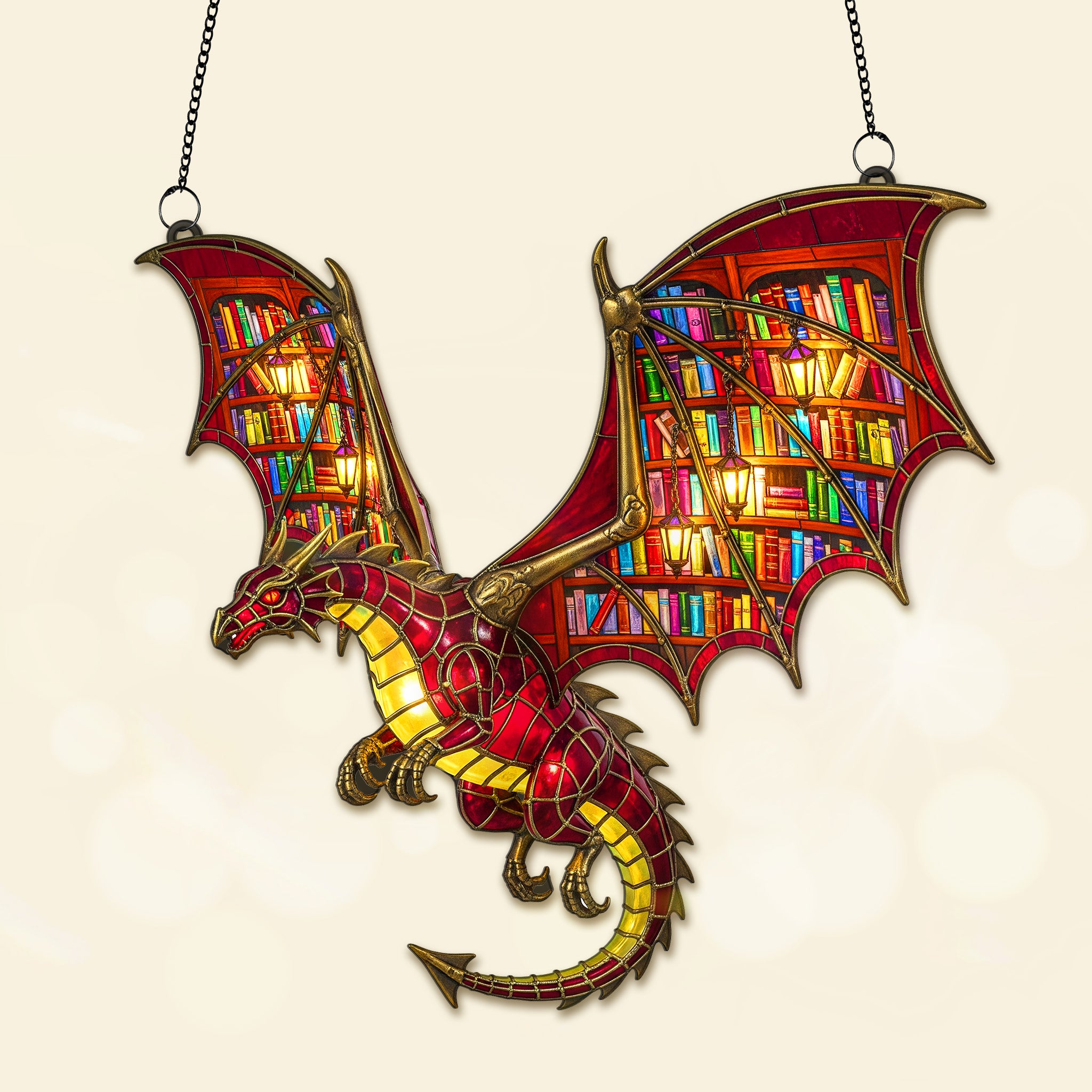 Book Lover Dragon Suncatcher Ornament - Personalized Gifts For Book Lover 04NAMG140825 - Image 3