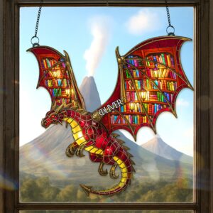Book Lover Dragon Suncatcher Ornament - Personalized Gifts For Book Lover 04NAMG140825