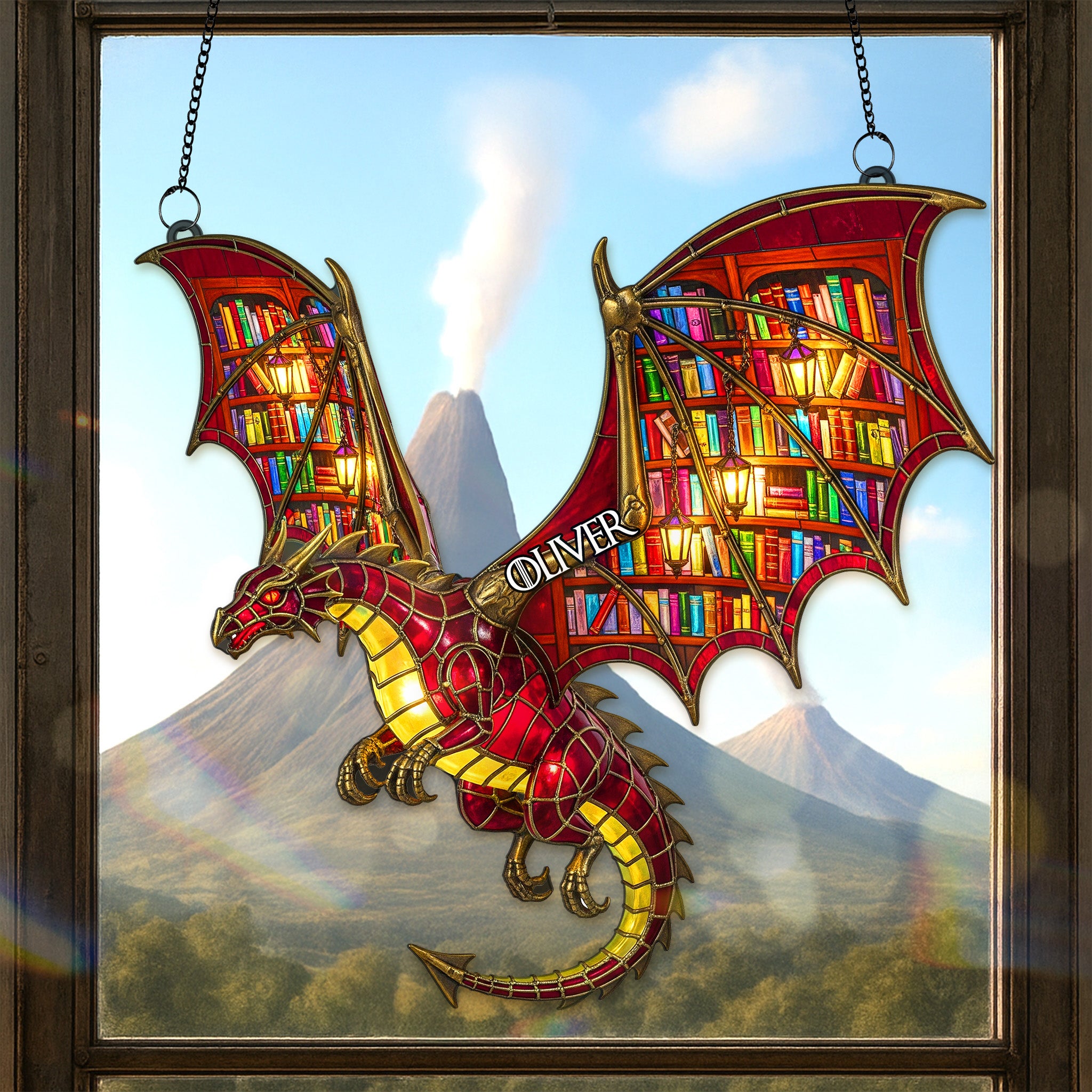 Book Lover Dragon Suncatcher Ornament - Personalized Gifts For Book Lover 04NAMG140825
