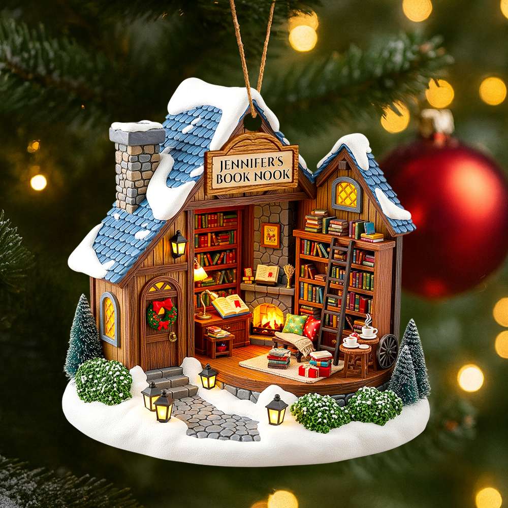 Book Nook Christmas Ornament Personalized Gifts For Book Lovers 01PGDT080825