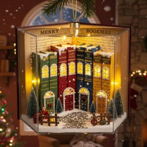 Book Town In A Jolly Christmas Night Acrylic Ornament, Personalized Gifts For Book Lovers 05qhti280825