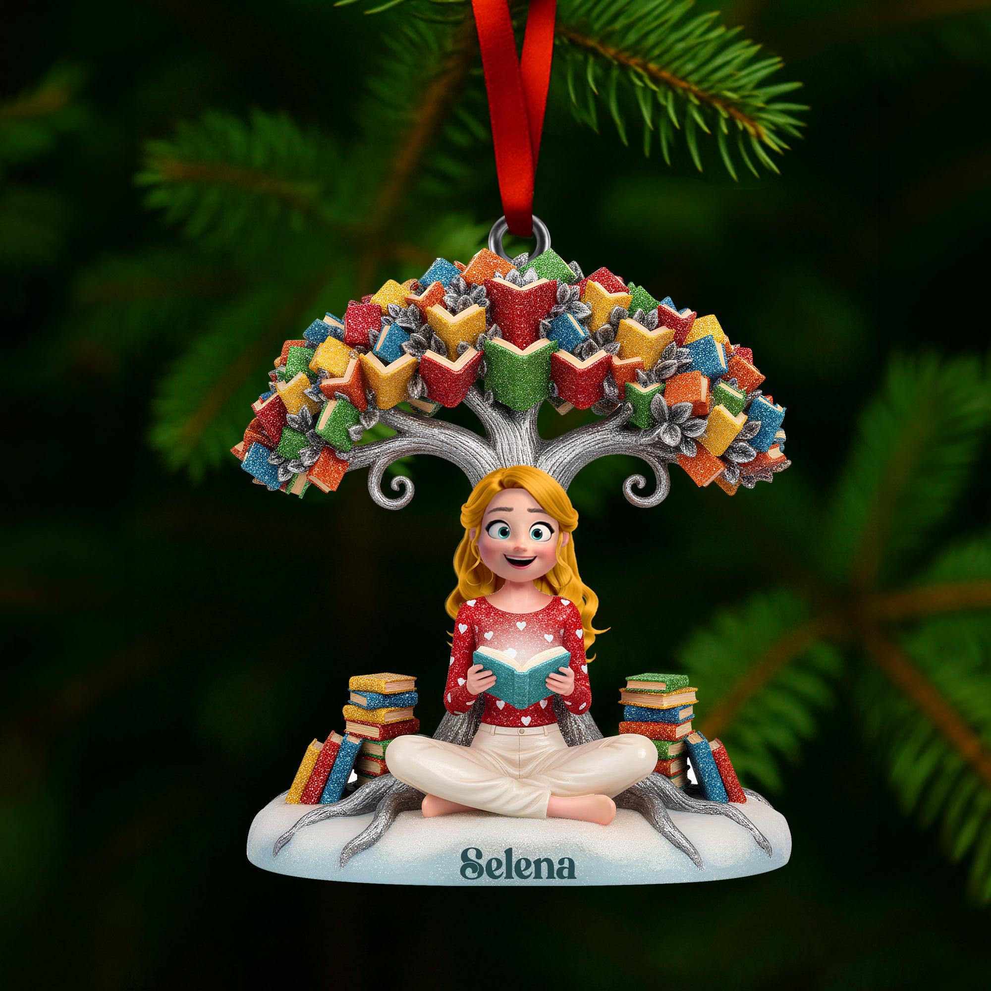 Book Tree Christmas Ornament Personalized Gifts For Book Lovers 01NALU061025