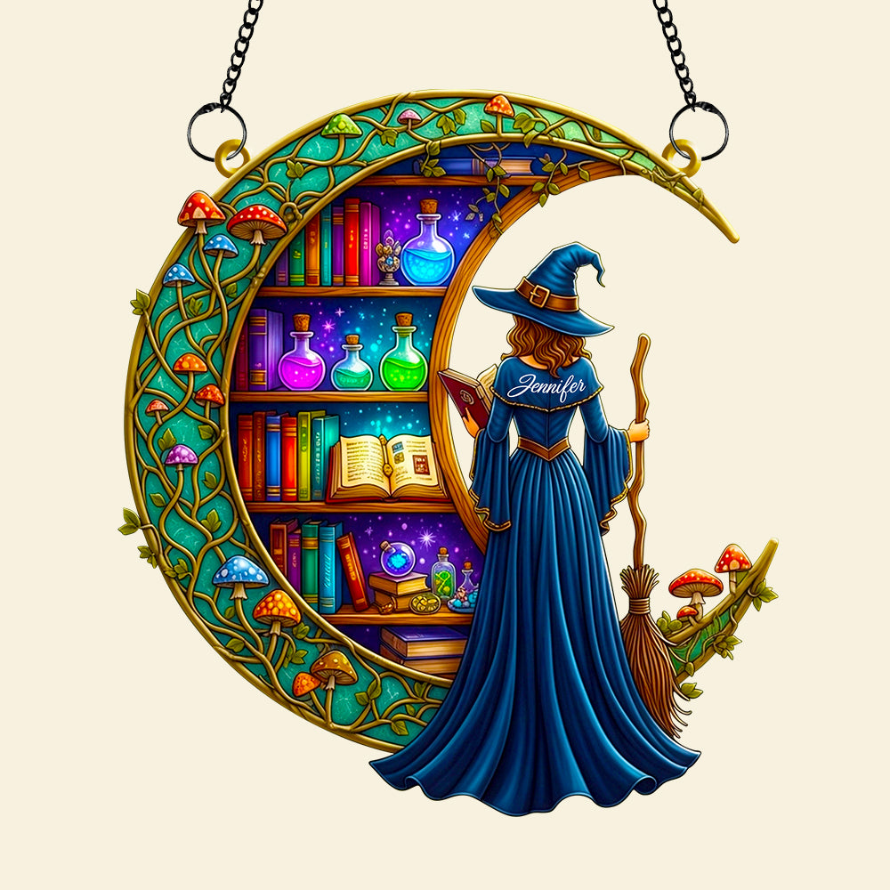 Bookshelf Moonlight Suncatcher Ornament Personalized Gifts for Book Lovers 01TODT010825 - Image 3