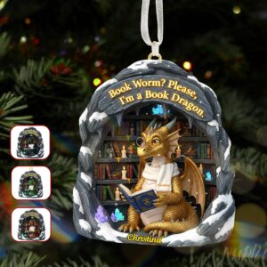 Alternative view of Bookworm Christmas Ornament Personalized Gifts For Book Lovers 04HYMG241025