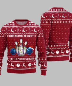 Alternative view of Bowling Make Me Happy The Ten Pin Not So Much Ugly Sweater Christmas 2025 
