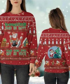 Alternative view of Bowling Makes Me Happy The Ten Pin Not So Much Ugly Christmas Sweater