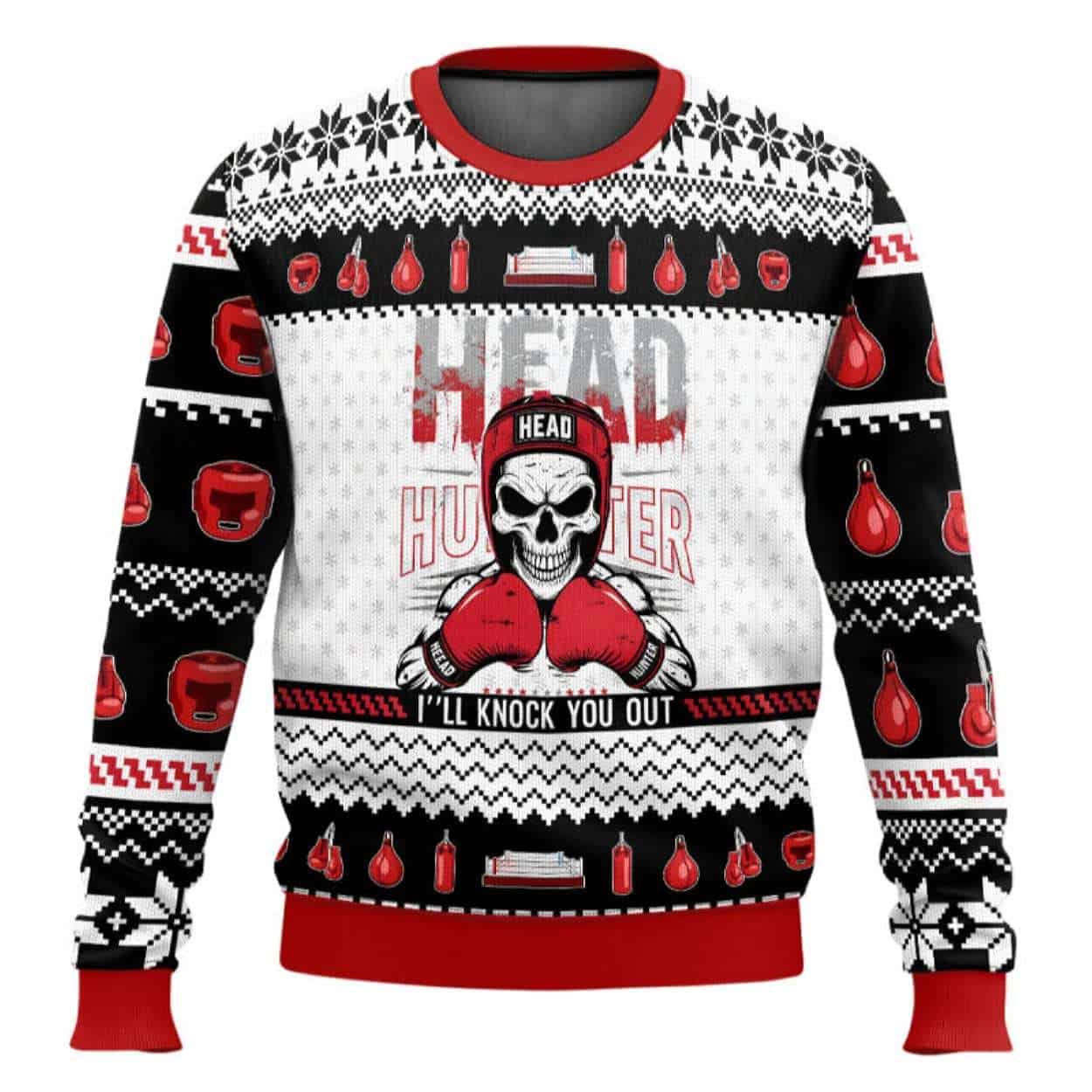 Boxing Head Hunter Ugly Christmas Sweater