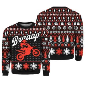 Braaap Moto Red Version Ugly Christmas Sweater - Grishko.com