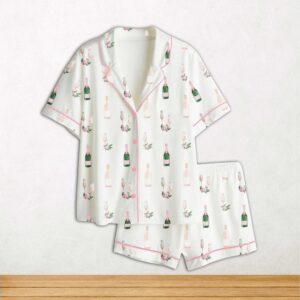 Breakfast Of Champs Short Sleeve Satin Pajama Set For Women