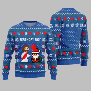 Brithday Boy Santa Jesus Ugly Sweater Christmas - Grishko.com