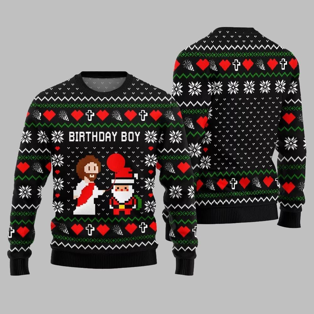 Alternative view of Brithday Boy Santa Jesus Ugly Sweater Christmas - Grishko.com