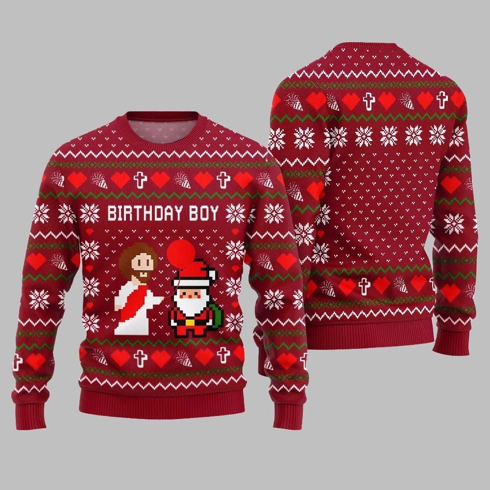 Brithday Boy Santa Jesus Ugly Sweater Christmas - Image 5
