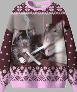 Brown Smoking Rats Ugly Christmas Sweater