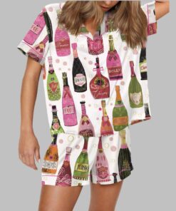 Bubble Champagne Bottles Satin Pajama Set